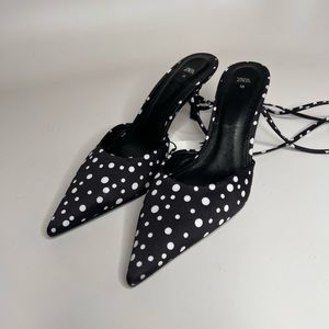 Zara heels size 7.5 new polka dotted strappy heels